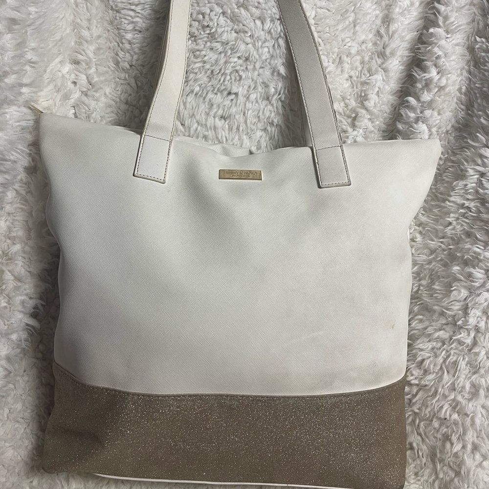 Jimmy Choo Parfums Large Tote Bag  synthetic White &Gold Glitter accent